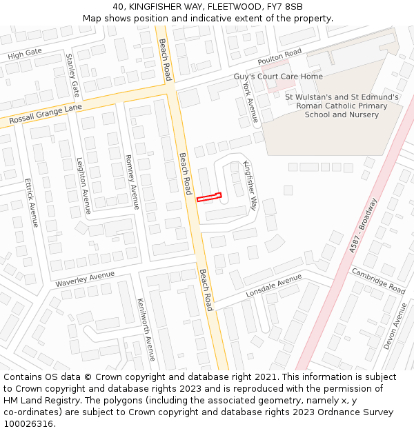 40, KINGFISHER WAY, FLEETWOOD, FY7 8SB: Location map and indicative extent of plot