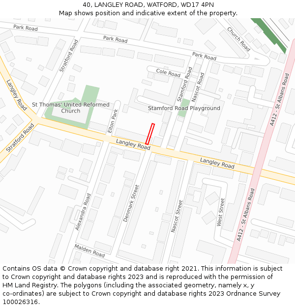 40, LANGLEY ROAD, WATFORD, WD17 4PN: Location map and indicative extent of plot