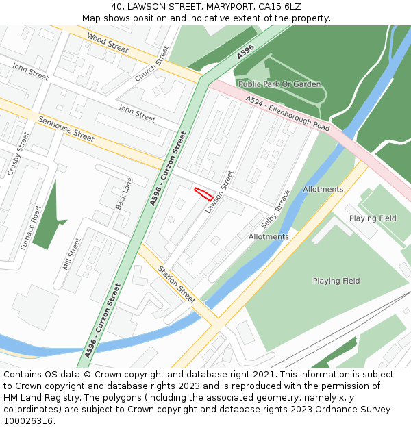 40, LAWSON STREET, MARYPORT, CA15 6LZ: Location map and indicative extent of plot