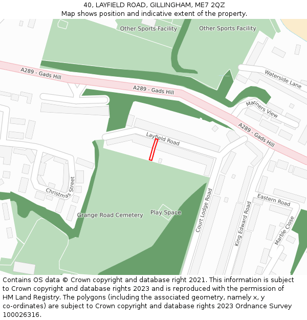 40, LAYFIELD ROAD, GILLINGHAM, ME7 2QZ: Location map and indicative extent of plot