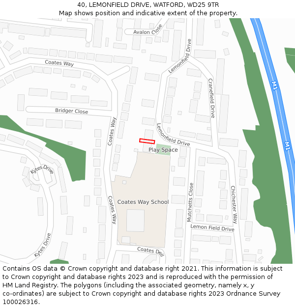 40, LEMONFIELD DRIVE, WATFORD, WD25 9TR: Location map and indicative extent of plot