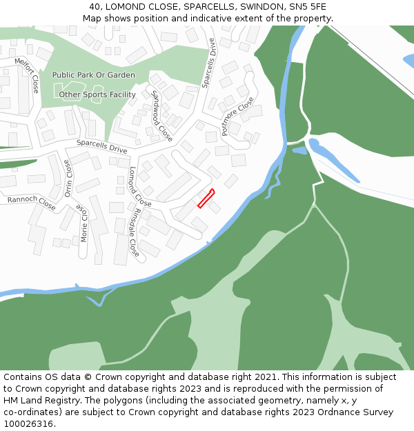 40, LOMOND CLOSE, SPARCELLS, SWINDON, SN5 5FE: Location map and indicative extent of plot