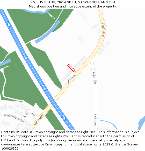 40, LUMB LANE, DROYLSDEN, MANCHESTER, M43 7LN: Location map and indicative extent of plot