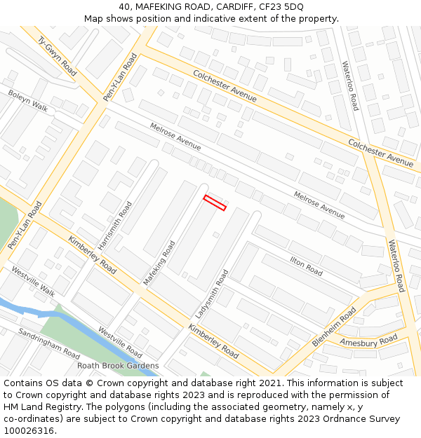 40, MAFEKING ROAD, CARDIFF, CF23 5DQ: Location map and indicative extent of plot