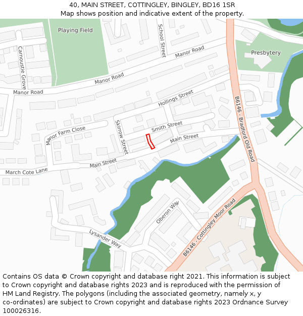 40, MAIN STREET, COTTINGLEY, BINGLEY, BD16 1SR: Location map and indicative extent of plot