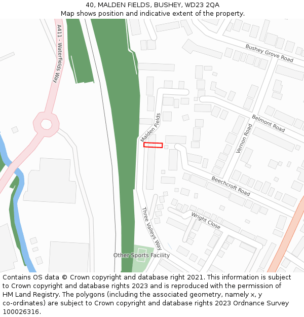 40, MALDEN FIELDS, BUSHEY, WD23 2QA: Location map and indicative extent of plot