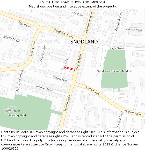 40, MALLING ROAD, SNODLAND, ME6 5NA: Location map and indicative extent of plot