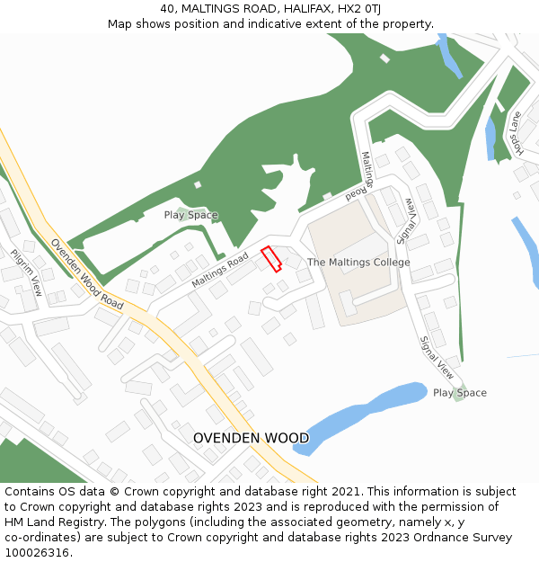 40, MALTINGS ROAD, HALIFAX, HX2 0TJ: Location map and indicative extent of plot
