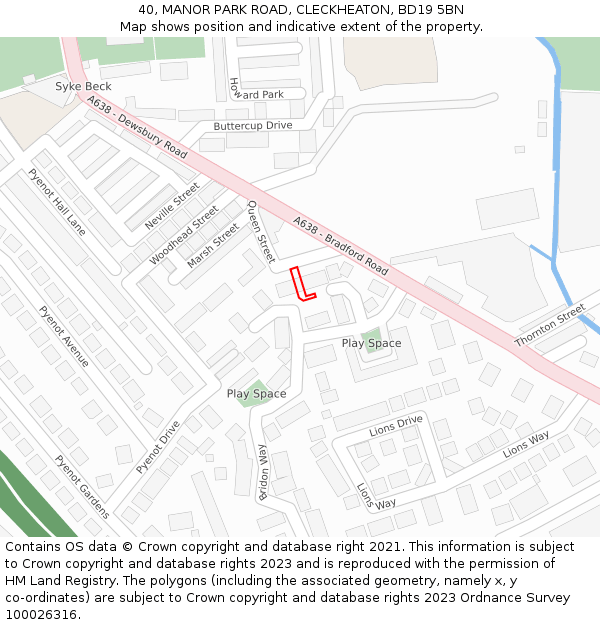 40, MANOR PARK ROAD, CLECKHEATON, BD19 5BN: Location map and indicative extent of plot
