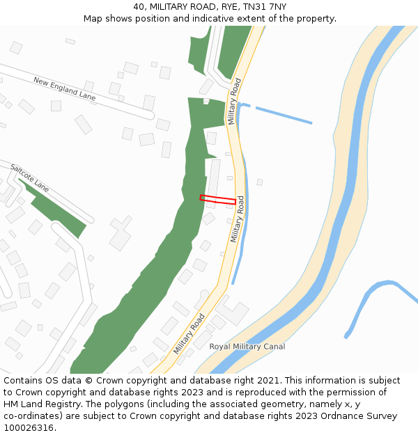 40, MILITARY ROAD, RYE, TN31 7NY: Location map and indicative extent of plot