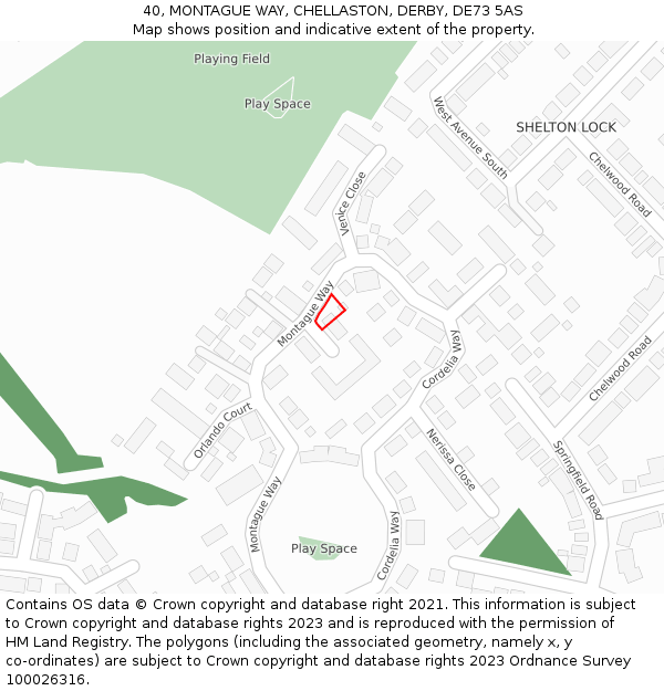 40, MONTAGUE WAY, CHELLASTON, DERBY, DE73 5AS: Location map and indicative extent of plot