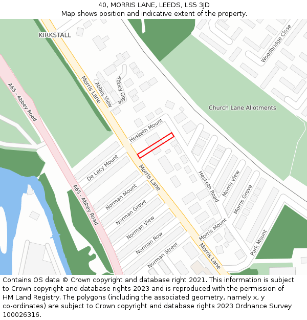 40, MORRIS LANE, LEEDS, LS5 3JD: Location map and indicative extent of plot