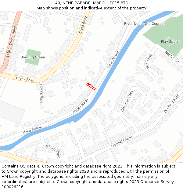 40, NENE PARADE, MARCH, PE15 8TD: Location map and indicative extent of plot