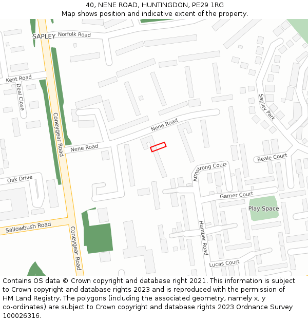 40, NENE ROAD, HUNTINGDON, PE29 1RG: Location map and indicative extent of plot