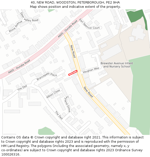 40, NEW ROAD, WOODSTON, PETERBOROUGH, PE2 9HA: Location map and indicative extent of plot