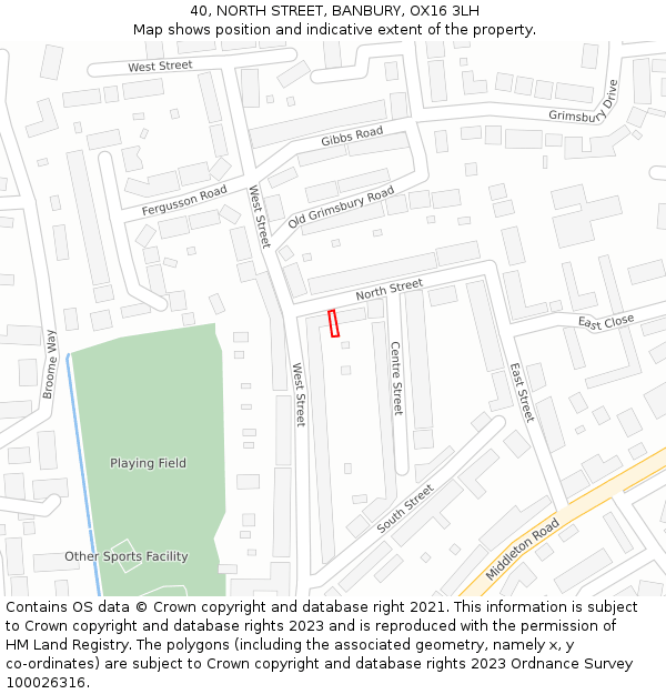40, NORTH STREET, BANBURY, OX16 3LH: Location map and indicative extent of plot