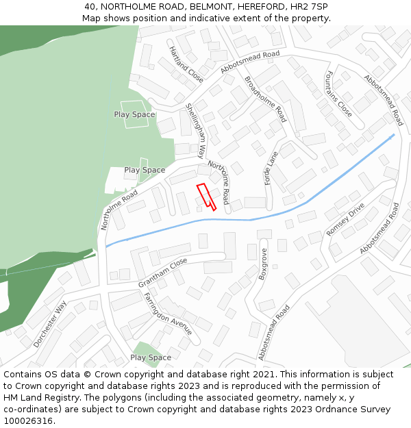 40, NORTHOLME ROAD, BELMONT, HEREFORD, HR2 7SP: Location map and indicative extent of plot
