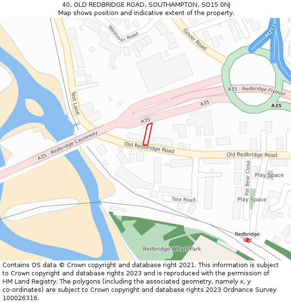 40, OLD REDBRIDGE ROAD, SOUTHAMPTON, SO15 0NJ: Location map and indicative extent of plot