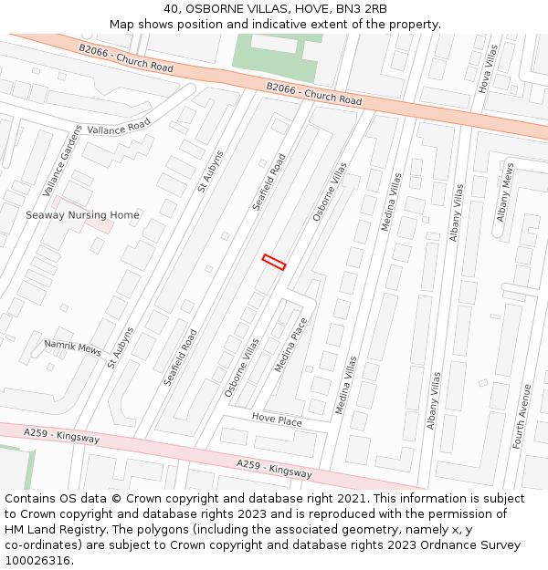 40, OSBORNE VILLAS, HOVE, BN3 2RB: Location map and indicative extent of plot