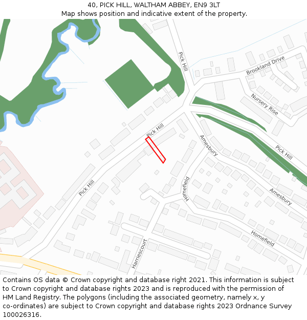 40, PICK HILL, WALTHAM ABBEY, EN9 3LT: Location map and indicative extent of plot