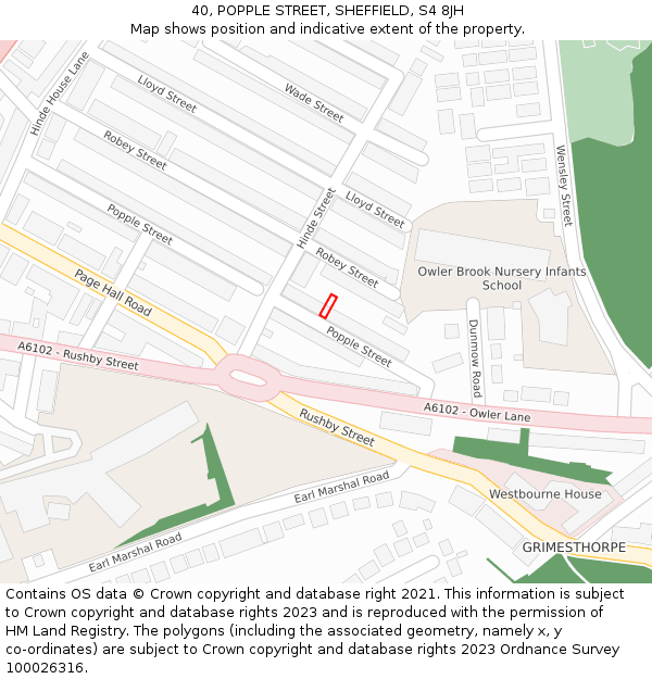 40, POPPLE STREET, SHEFFIELD, S4 8JH: Location map and indicative extent of plot