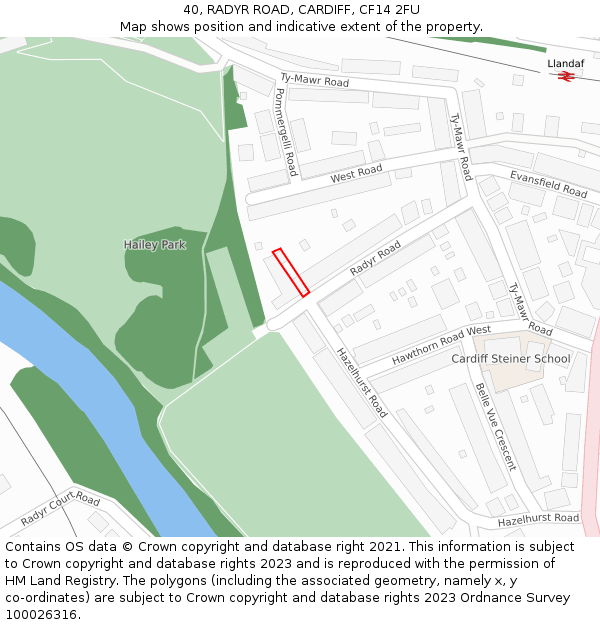 40, RADYR ROAD, CARDIFF, CF14 2FU: Location map and indicative extent of plot