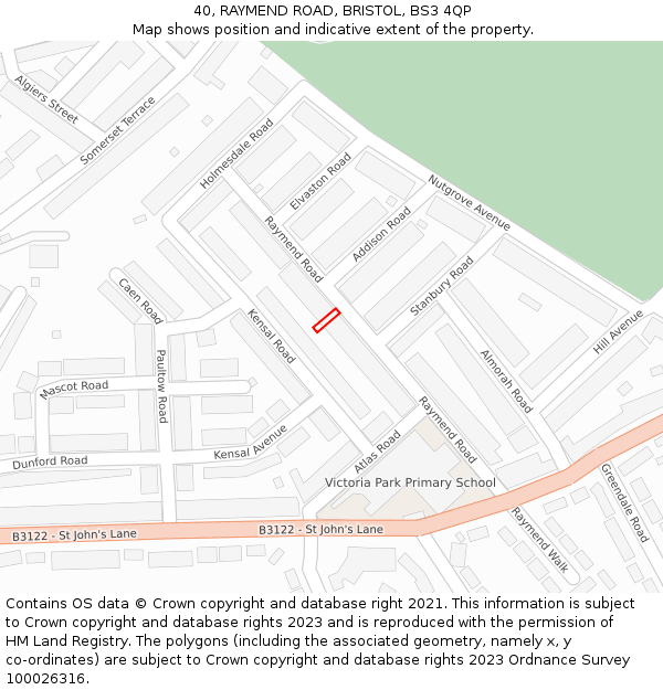 40, RAYMEND ROAD, BRISTOL, BS3 4QP: Location map and indicative extent of plot