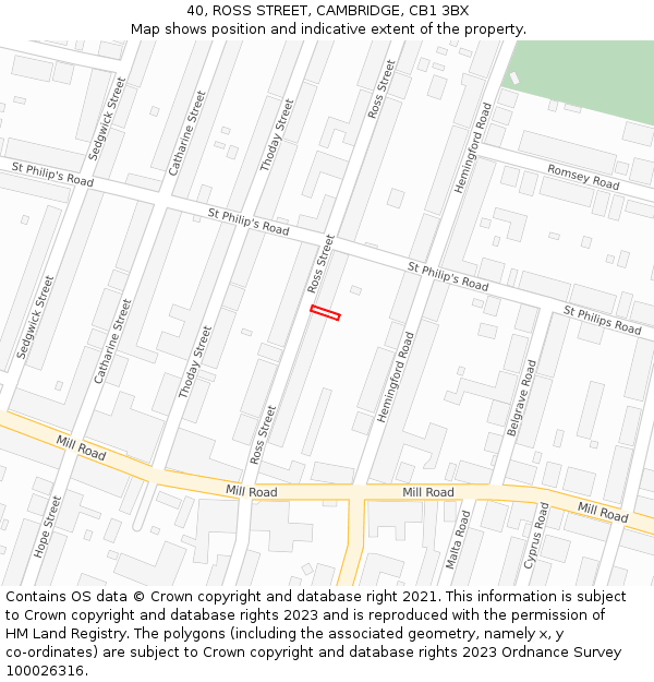 40, ROSS STREET, CAMBRIDGE, CB1 3BX: Location map and indicative extent of plot