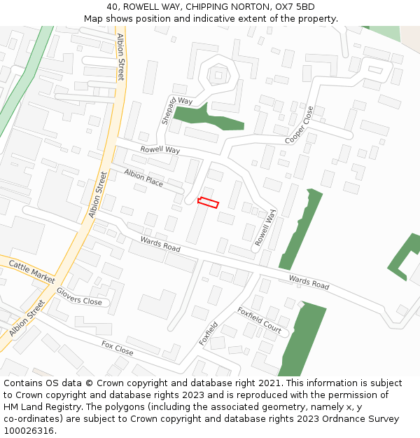40, ROWELL WAY, CHIPPING NORTON, OX7 5BD: Location map and indicative extent of plot