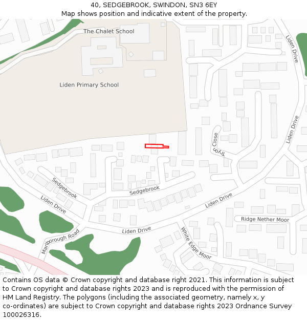 40, SEDGEBROOK, SWINDON, SN3 6EY: Location map and indicative extent of plot