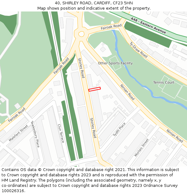 40, SHIRLEY ROAD, CARDIFF, CF23 5HN: Location map and indicative extent of plot