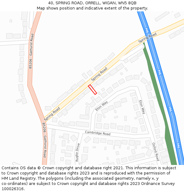 40, SPRING ROAD, ORRELL, WIGAN, WN5 8QB: Location map and indicative extent of plot