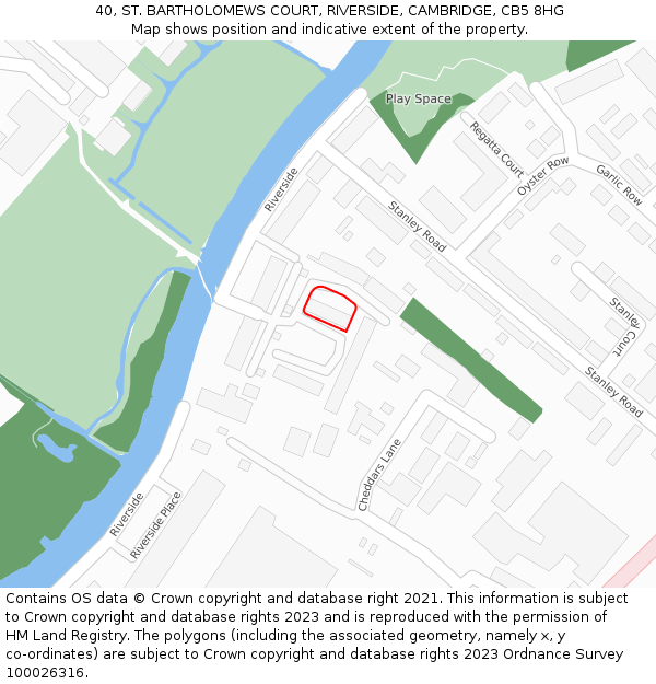 40, ST. BARTHOLOMEWS COURT, RIVERSIDE, CAMBRIDGE, CB5 8HG: Location map and indicative extent of plot