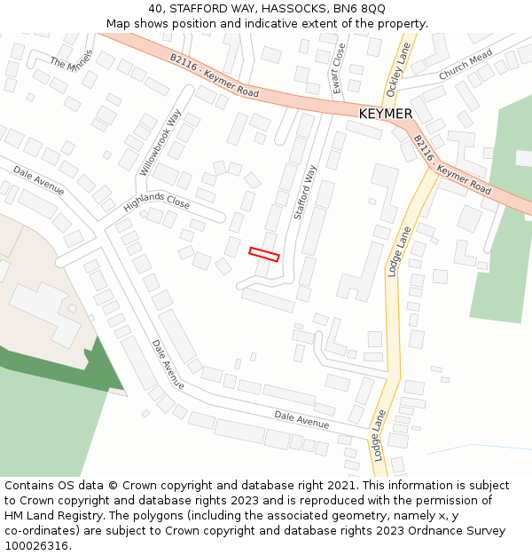 40, STAFFORD WAY, HASSOCKS, BN6 8QQ: Location map and indicative extent of plot