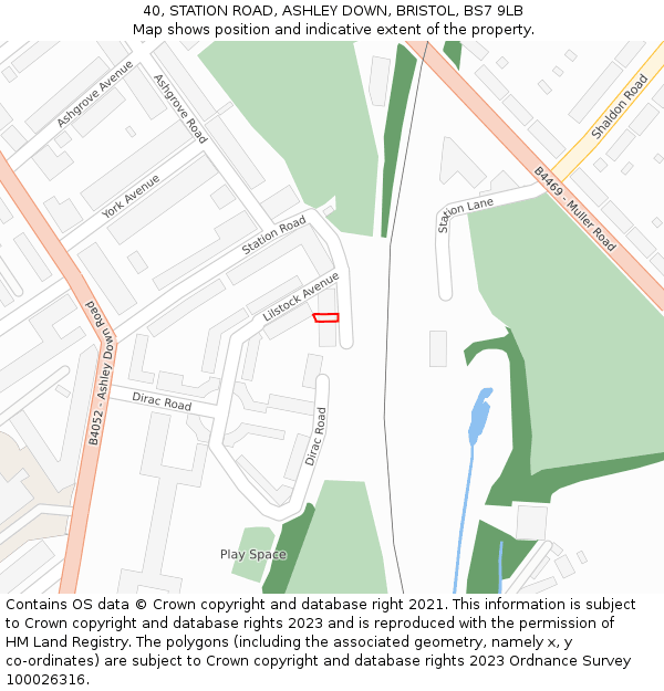 40, STATION ROAD, ASHLEY DOWN, BRISTOL, BS7 9LB: Location map and indicative extent of plot