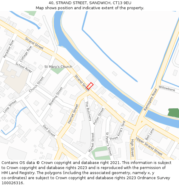 40, STRAND STREET, SANDWICH, CT13 9EU: Location map and indicative extent of plot