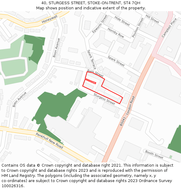 40, STURGESS STREET, STOKE-ON-TRENT, ST4 7QH: Location map and indicative extent of plot