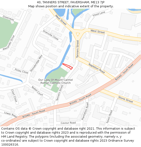 40, TANNERS STREET, FAVERSHAM, ME13 7JP: Location map and indicative extent of plot