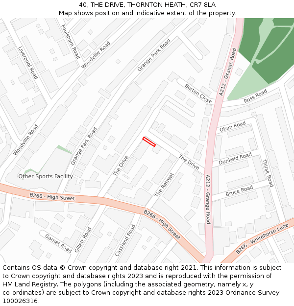 40, THE DRIVE, THORNTON HEATH, CR7 8LA: Location map and indicative extent of plot
