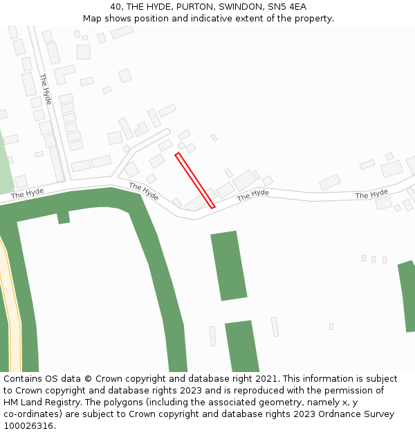 40, THE HYDE, PURTON, SWINDON, SN5 4EA: Location map and indicative extent of plot