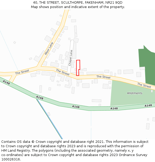40, THE STREET, SCULTHORPE, FAKENHAM, NR21 9QD: Location map and indicative extent of plot