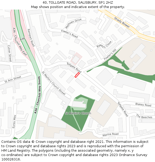 40, TOLLGATE ROAD, SALISBURY, SP1 2HZ: Location map and indicative extent of plot