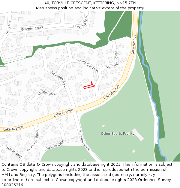 40, TORVILLE CRESCENT, KETTERING, NN15 7EN: Location map and indicative extent of plot