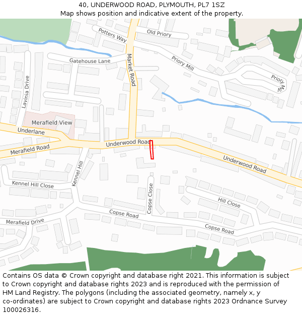 40, UNDERWOOD ROAD, PLYMOUTH, PL7 1SZ: Location map and indicative extent of plot