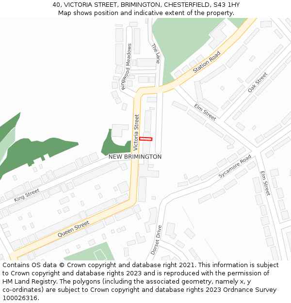 40, VICTORIA STREET, BRIMINGTON, CHESTERFIELD, S43 1HY: Location map and indicative extent of plot