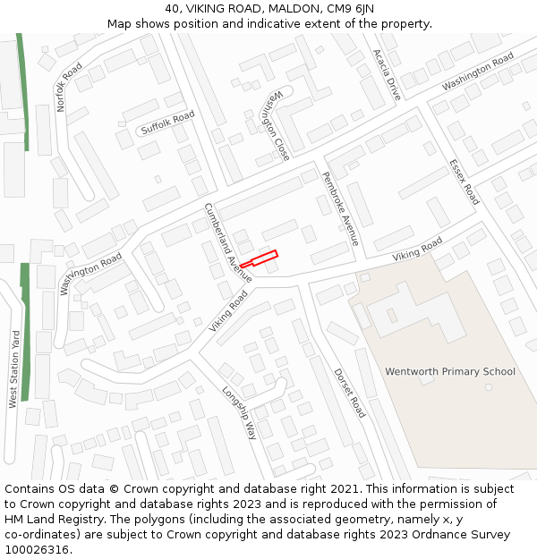 40, VIKING ROAD, MALDON, CM9 6JN: Location map and indicative extent of plot