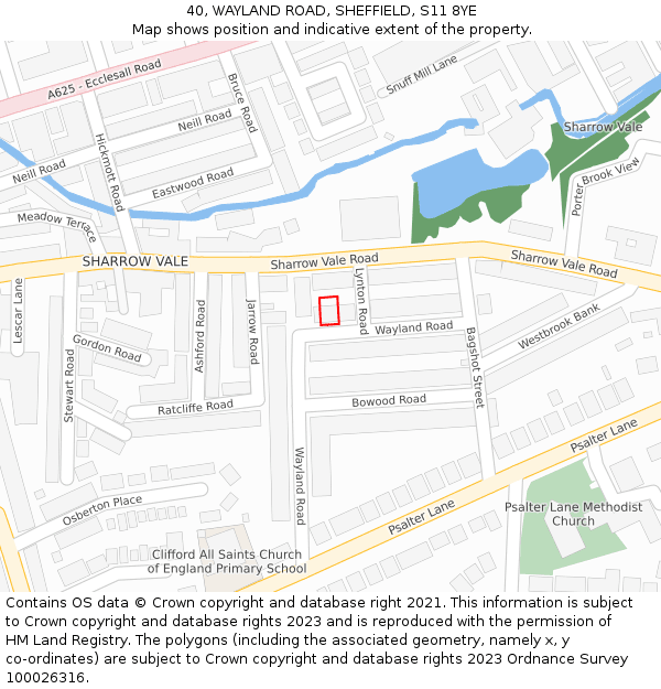 40, WAYLAND ROAD, SHEFFIELD, S11 8YE: Location map and indicative extent of plot