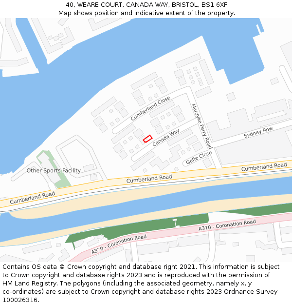 40, WEARE COURT, CANADA WAY, BRISTOL, BS1 6XF: Location map and indicative extent of plot