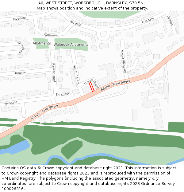 40, WEST STREET, WORSBROUGH, BARNSLEY, S70 5NU: Location map and indicative extent of plot