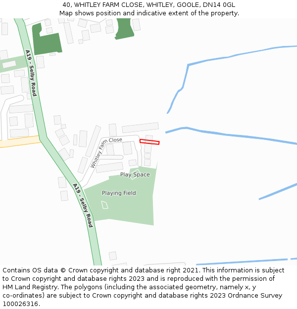 40, WHITLEY FARM CLOSE, WHITLEY, GOOLE, DN14 0GL: Location map and indicative extent of plot